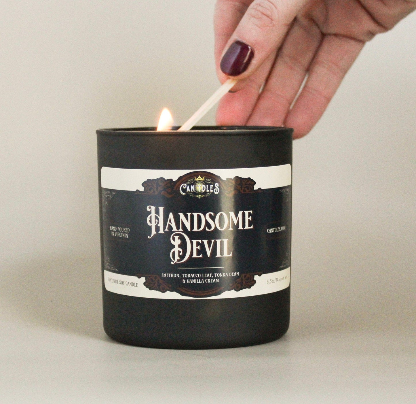 Can'tdles & Co. Candles Handsome Devil Candle: Tobacco Leaf, Saffron & Vanilla Cream