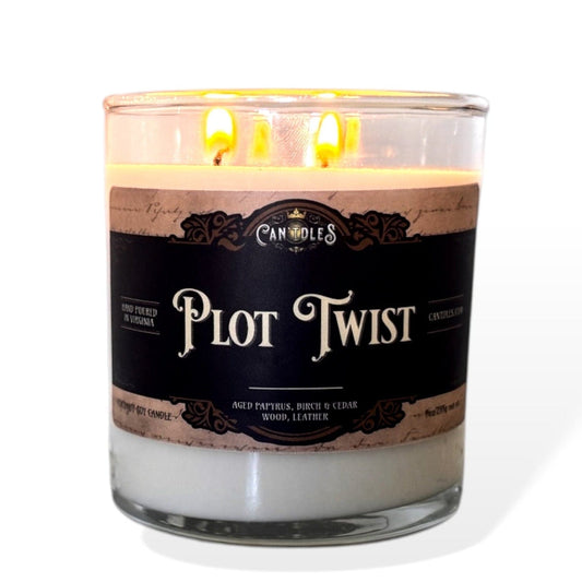 Can'tdles Candles Plot Twist Candle: Earthy Wood & Papyrus