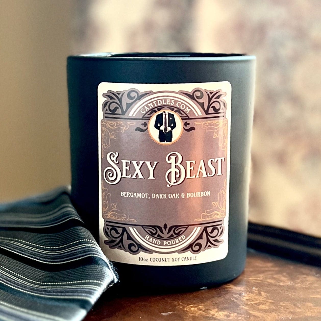 Can'tdles Candles 10oz net weight Sexy Beast: Dark Oak, Bergamot & Bourbon