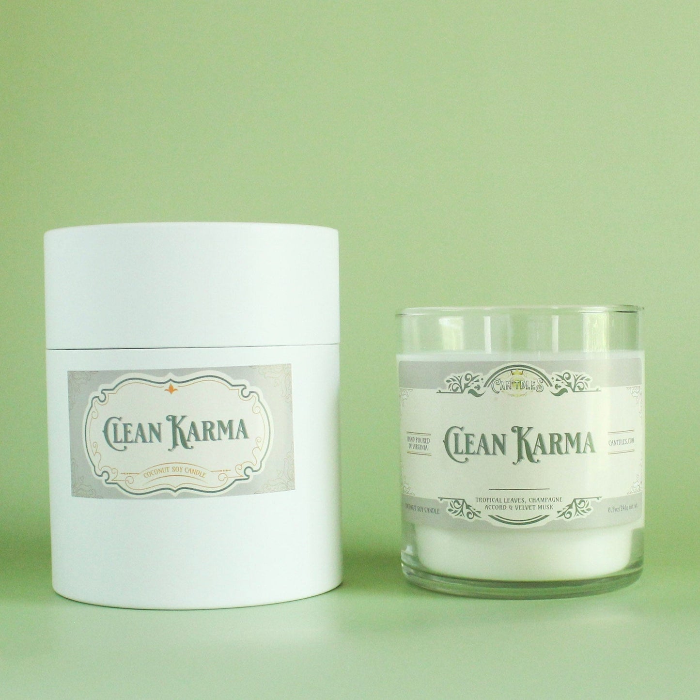 Can'tdles Clean Karma Candle: Tropical Leaf, Champagne Accord & White Musk