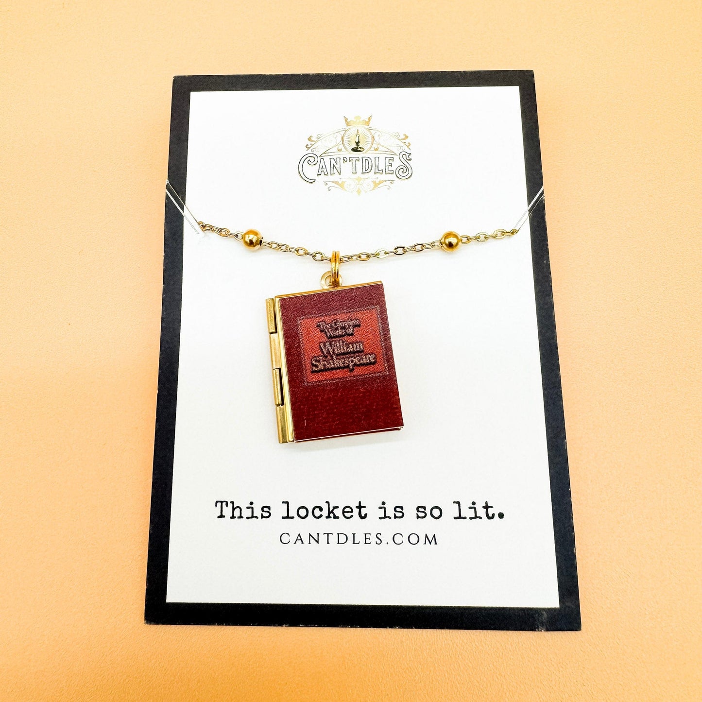 Can'tdles Necklace Complete Works of Shakespeare Lit Locket