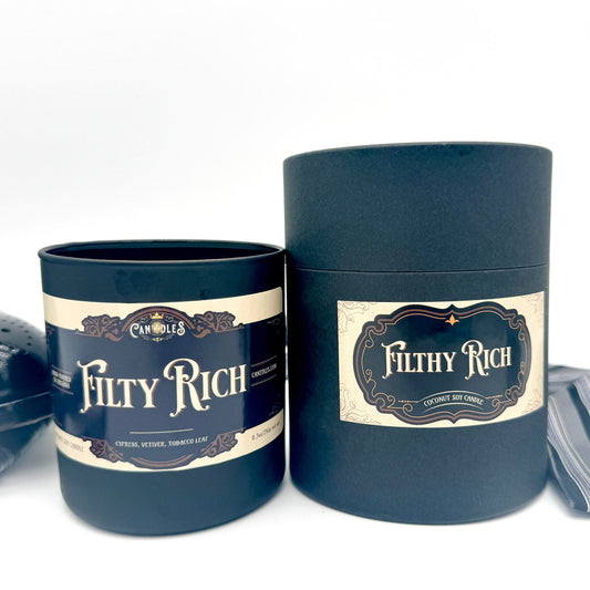 Can'tdles Candles Filthy Rich: Cypress, Vetiver, Tobacco & Cigar Smoke