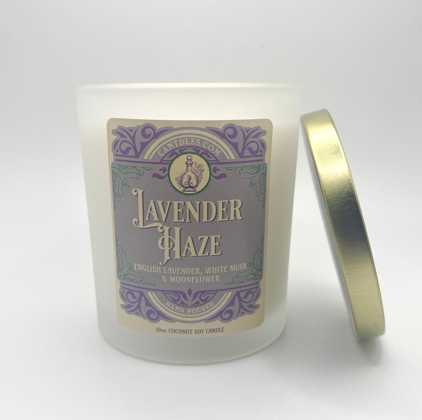 Can'tdles Candles 10oz Jar Lavender Haze: English Lavender, White Musk & Moonflower