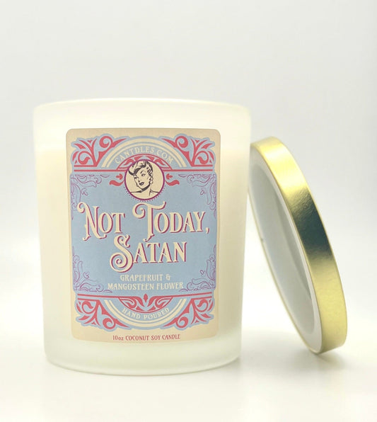 Can'tdles Candles 10oz Net Wt Jar Not Today, Satan: Grapefruit & Mangosteen Scented Candle
