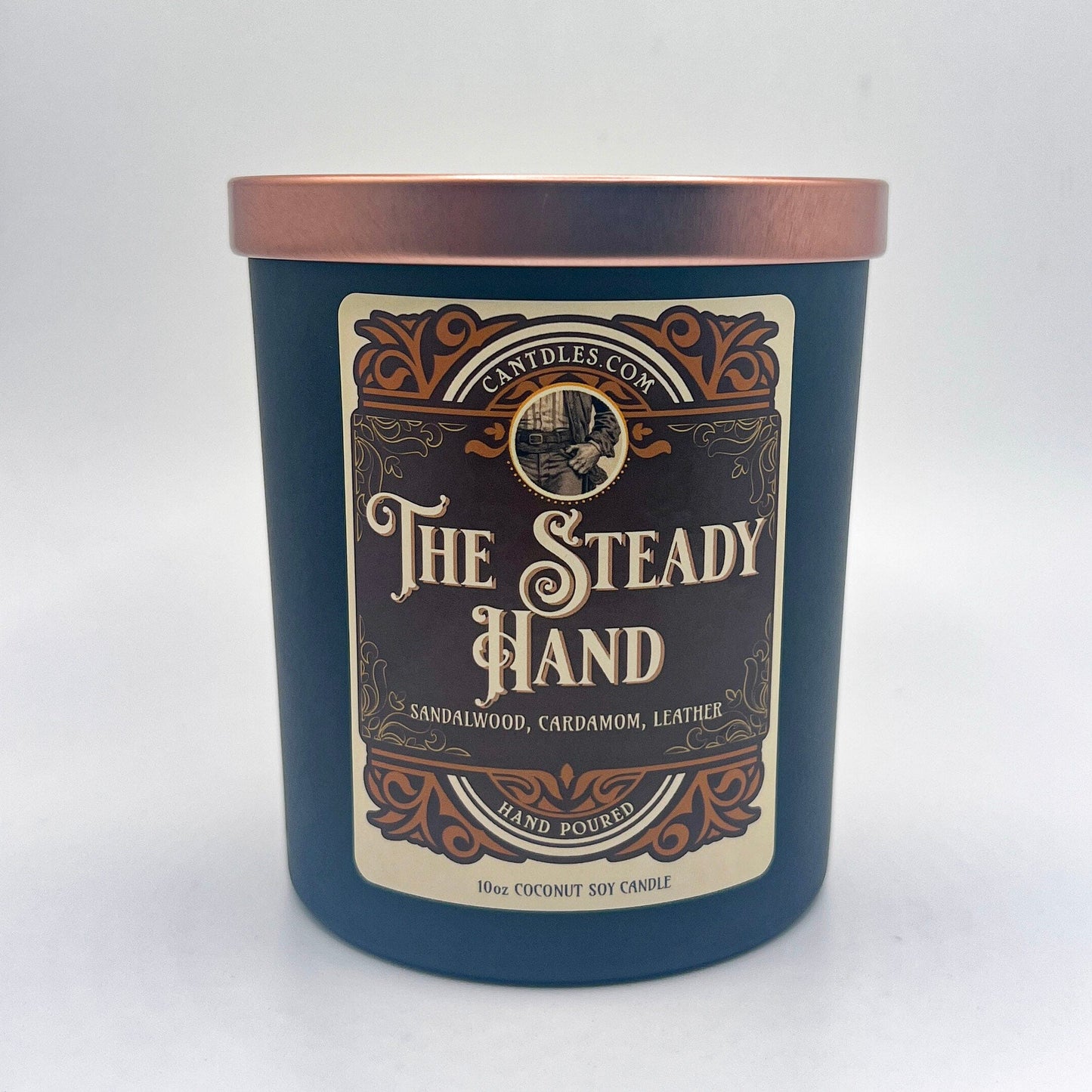 Can'tdles Candles 10oz net weight The Steady Hand: Sandalwood, Cedar, Cardamom & Leather